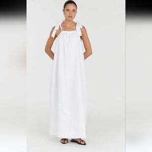 NWT DISSH white maxi linen dress size US4 - Sailor white Bow linen dress